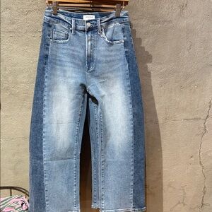 Vintage Two-Tone Blue Cropped Jeans